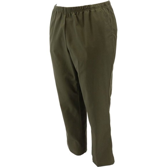 NWT LANDS' END WOMEN'S FIT3 TWILL ELASTIC WAIST PANTS DARK OLIVE GREEN 18P - Picture 2 of 11